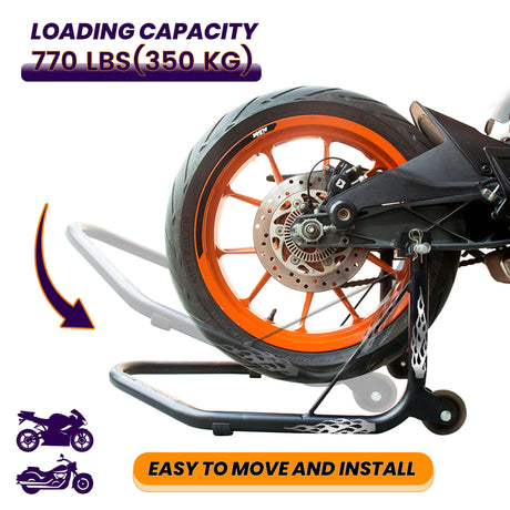 Non-Dismantable classic Rear Paddock Stand without Skate Wheels - Black - (Bike Wt upto: 350 kgs)