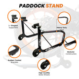 Non-Dismantable classic Rear Paddock Stand without Skate Wheels - Black - (Bike Wt upto: 350 kgs)