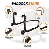 Dismantable Standard Rear Paddock Stand without Skate Wheels - Black - (Bike Wt upto: 185 kgs)
