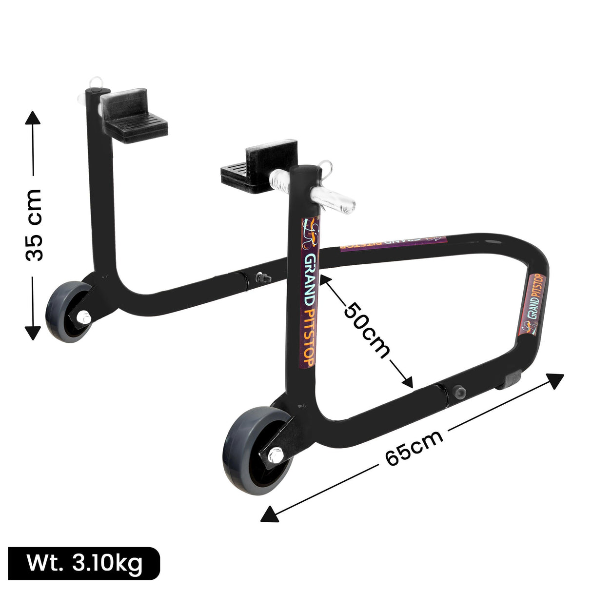 Dismantable Standard Rear Paddock Stand without Skate Wheels - Black - (Bike Wt upto: 185 kgs)