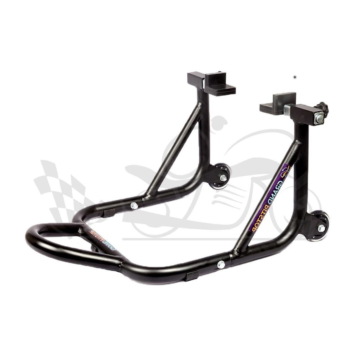 Dismantable Rear Paddock Stand with Skate Wheels - Black - (Bike Wt upto: 450 kgs)