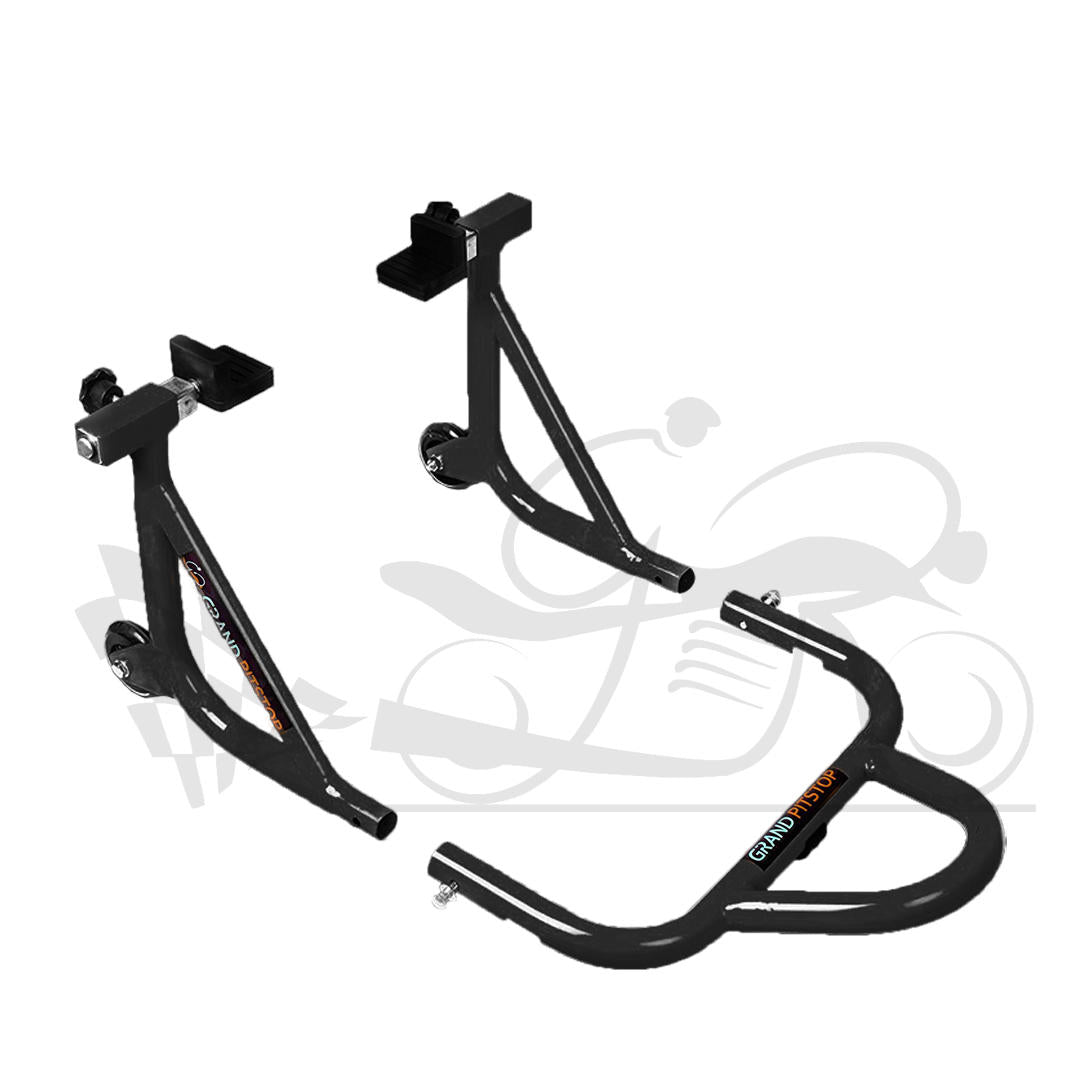 Dismantable Rear Paddock Stand with Skate Wheels - Black - (Bike Wt upto: 450 kgs)