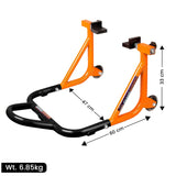 Dismantable Rear Paddock Stand with Skate Wheels - Black + Orange - (Bike Wt upto: 450 kgs)