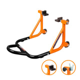 Dismantable Rear Paddock Stand with Skate Wheels - Black + Orange - (Bike Wt upto: 450 kgs)
