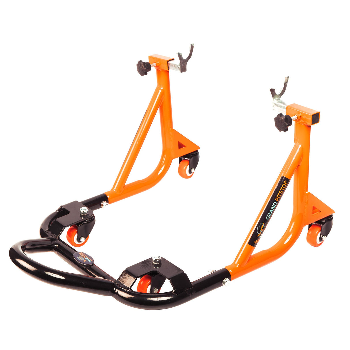 Dismantable Rear Paddock Stand with 360 Rotation- Black + Orange - (Bike Wt upto: 280 kgs)