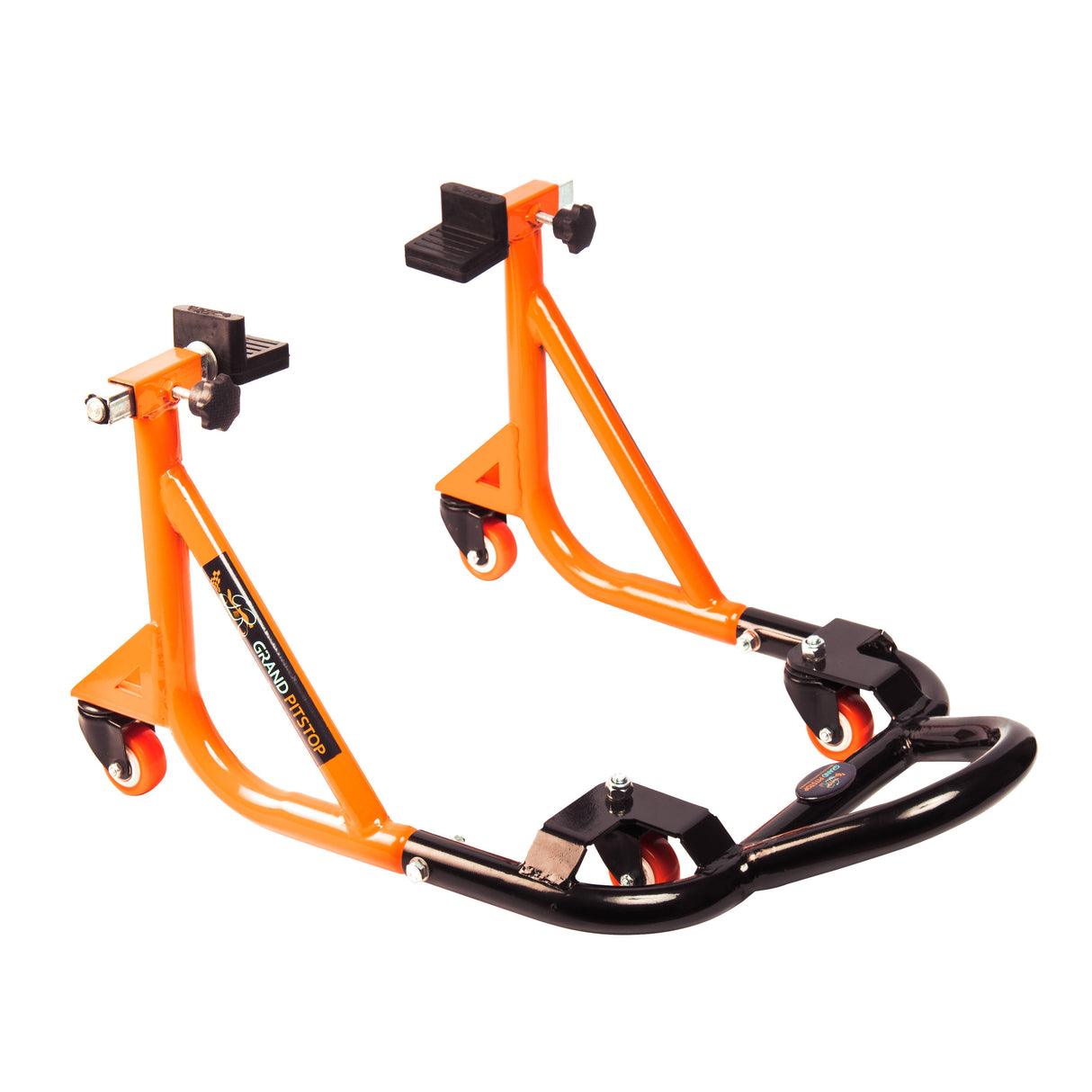 Dismantable Rear Paddock Stand with 360 Rotation- Black + Orange - (Bike Wt upto: 280 kgs)