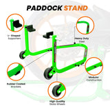 Dismantable Standard Rear Paddock Stand without Skate Wheels - Green - (Bike Wt upto: 185 kgs)