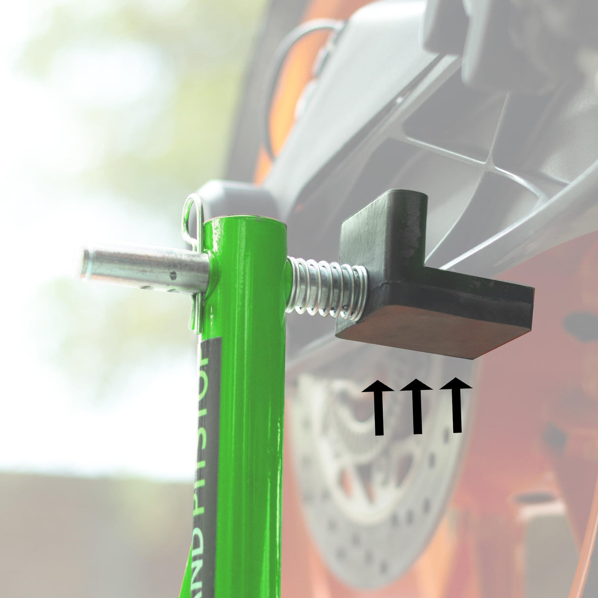 Dismantable Standard Rear Paddock Stand without Skate Wheels - Green - (Bike Wt upto: 185 kgs)