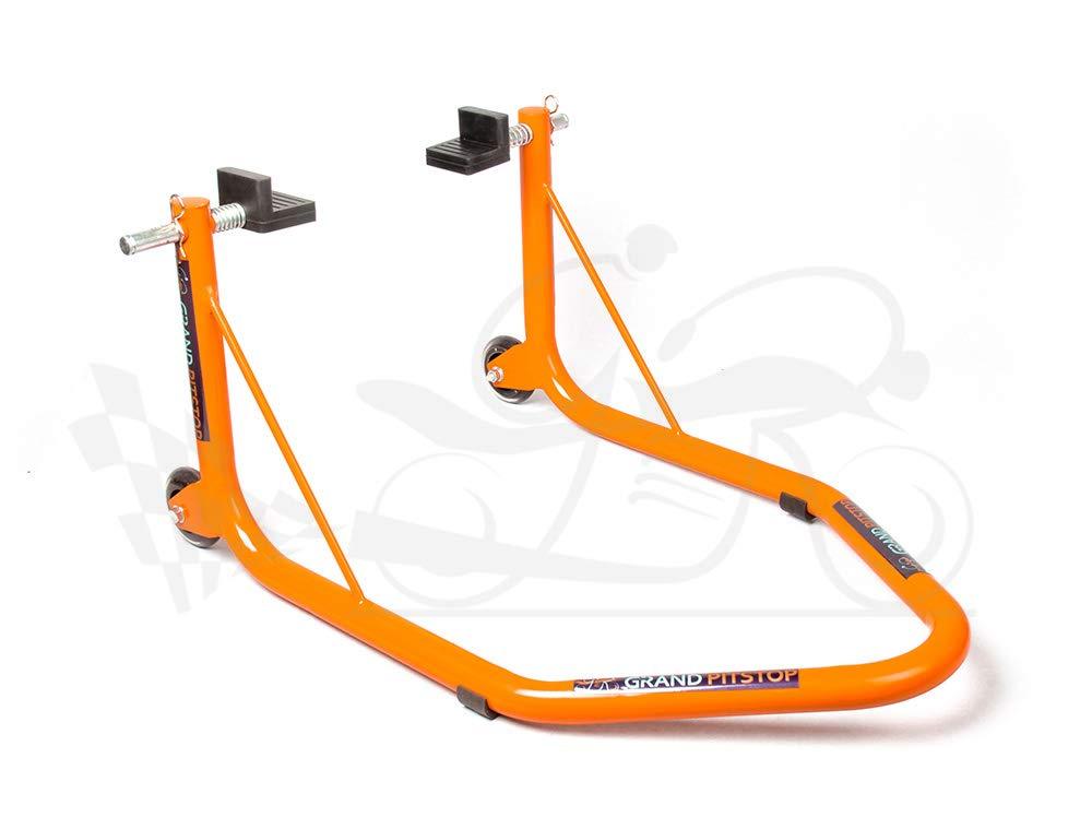 Non-Dismantable Universal Rear Paddock Stand with Skate Wheels - Orange - (Bike Wt upto: 350 kgs)