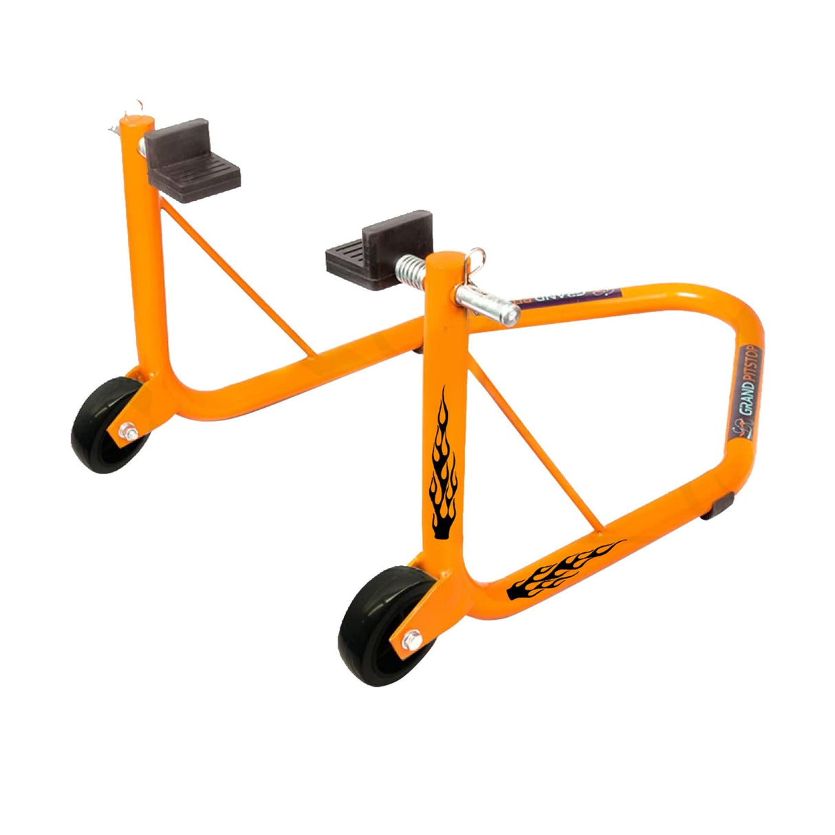 Non-Dismantable classic Rear Paddock Stand without Skate Wheels - Orange - (Bike Wt upto: 350 kgs)