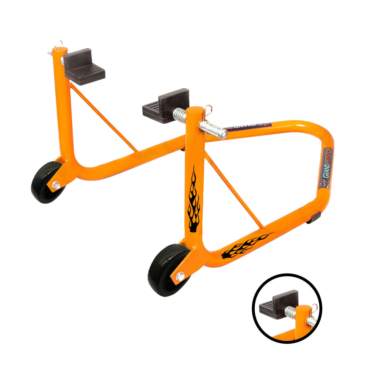 Non-Dismantable classic Rear Paddock Stand without Skate Wheels - Orange - (Bike Wt upto: 350 kgs)