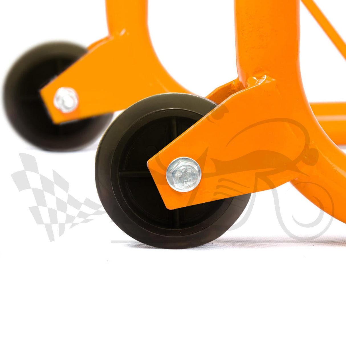 Non-Dismantable classic Rear Paddock Stand without Skate Wheels - Orange - (Bike Wt upto: 350 kgs)