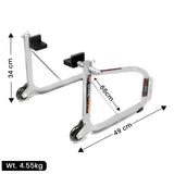 Non-Dismantable Universal Rear Paddock Stand with Skate Wheels - Silver - (Bike Wt upto: 350 kgs)