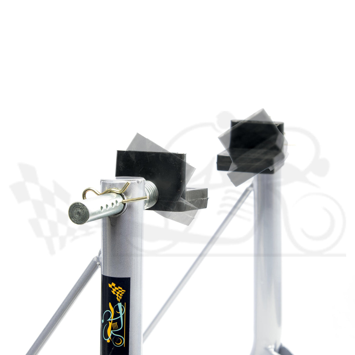 Non-Dismantable Universal Rear Paddock Stand with Skate Wheels - Silver - (Bike Wt upto: 350 kgs)