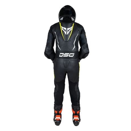 DSG GP Racing Leather Suit : Black Yellow Fluo