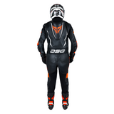 DSG GP Racing Leather Suit : Black Red Fluo