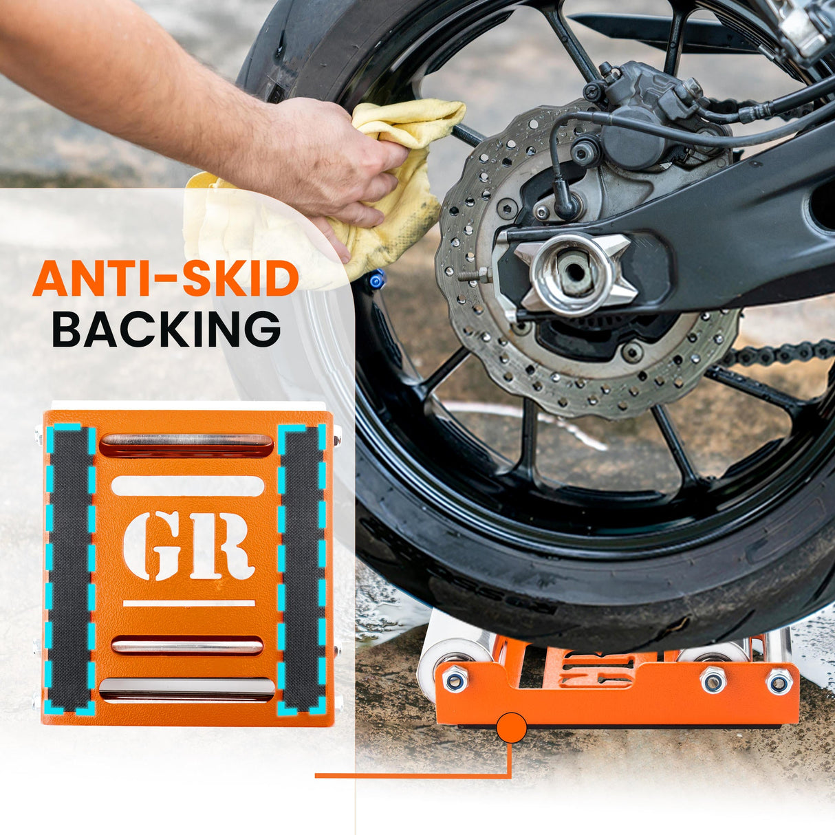 Medium Groller - Paddock Stand Replacement - Orange - (Bike Wt upto : 220 kgs)