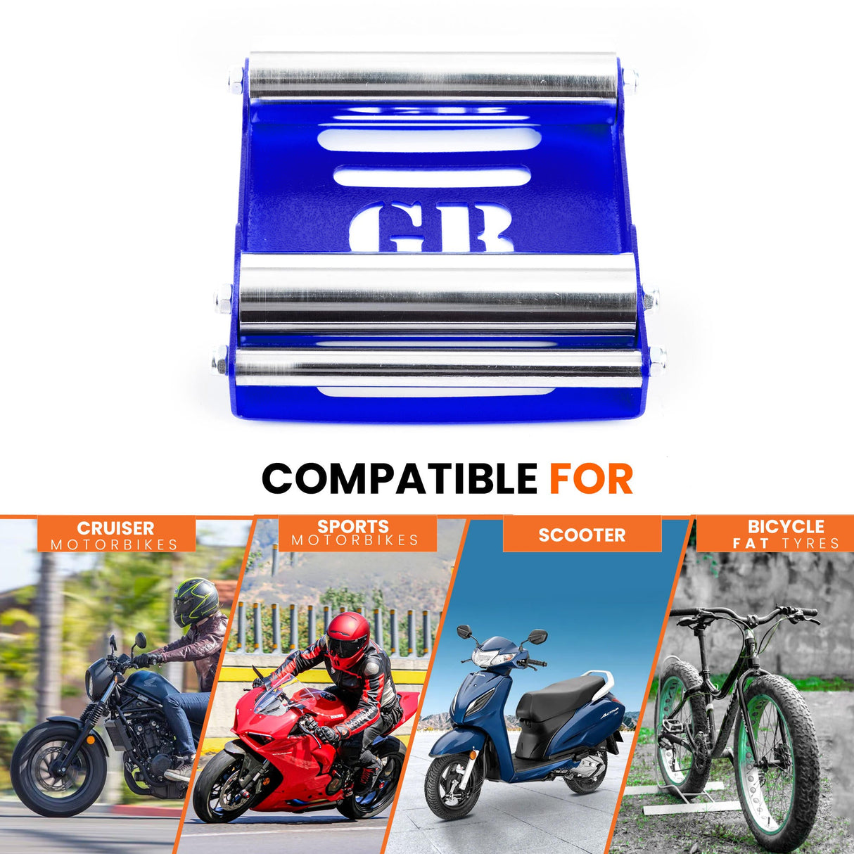 Small Groller - Paddock Stand Replacement - Blue - (Bike Wt upto : 170 kgs)