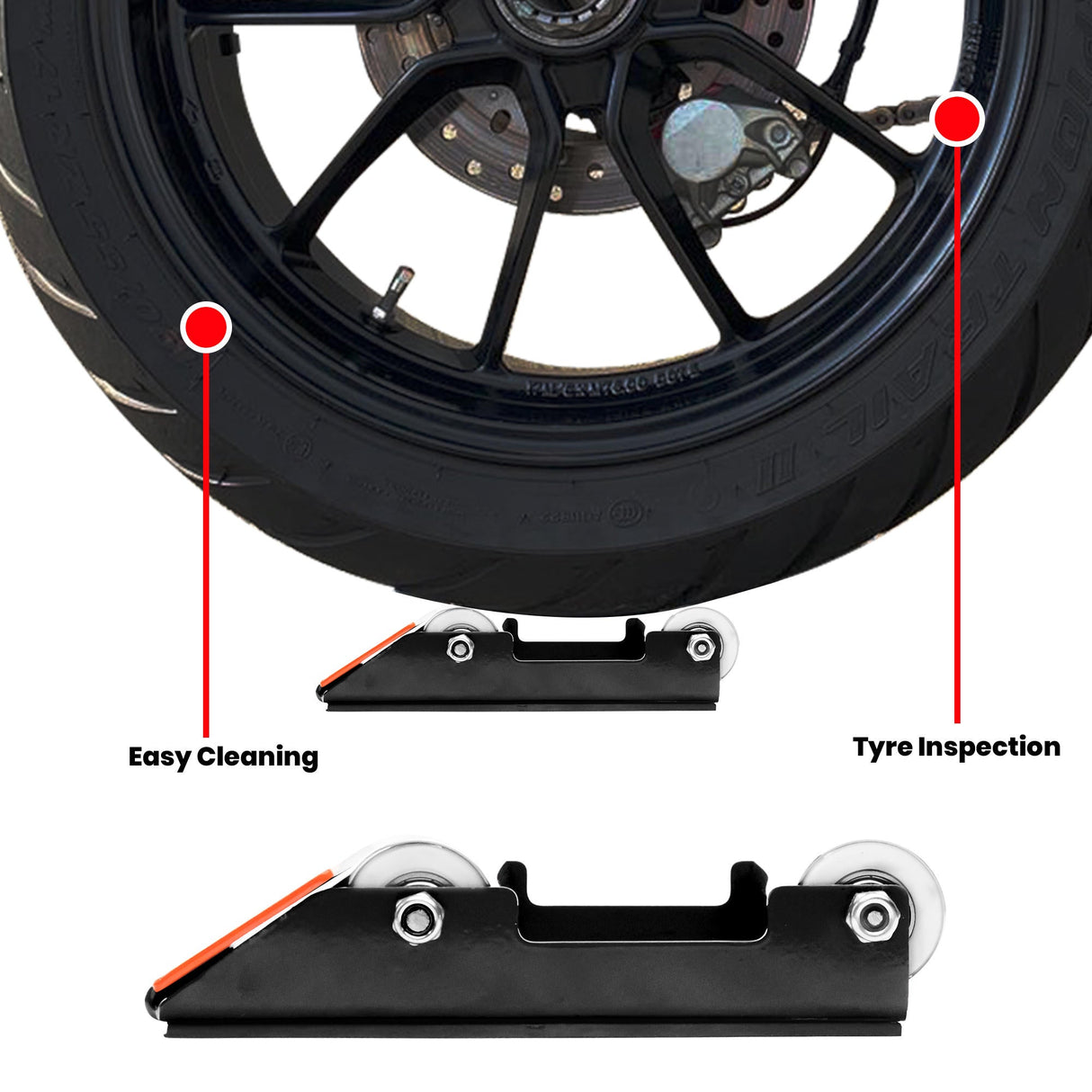 Ramp Groller - Paddock Stand Replacement - Orange - (Bike Wt upto : 220 kgs)