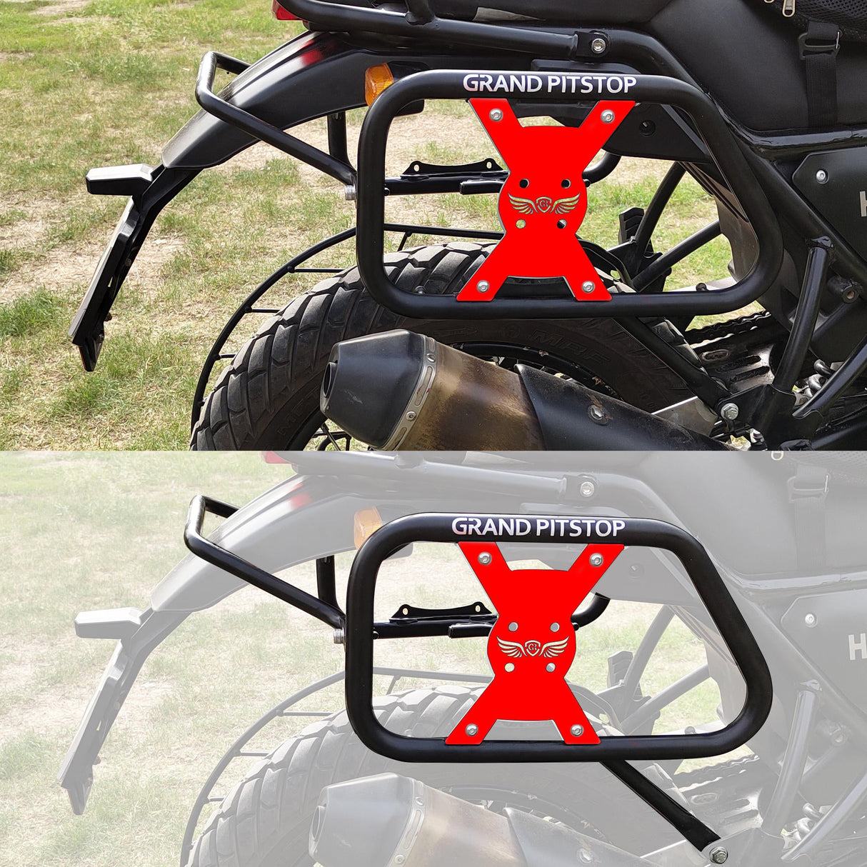 Saddle Stay (Pair) with Jerry Can Mounting For Royal Enfield Himalayan-Black + Red