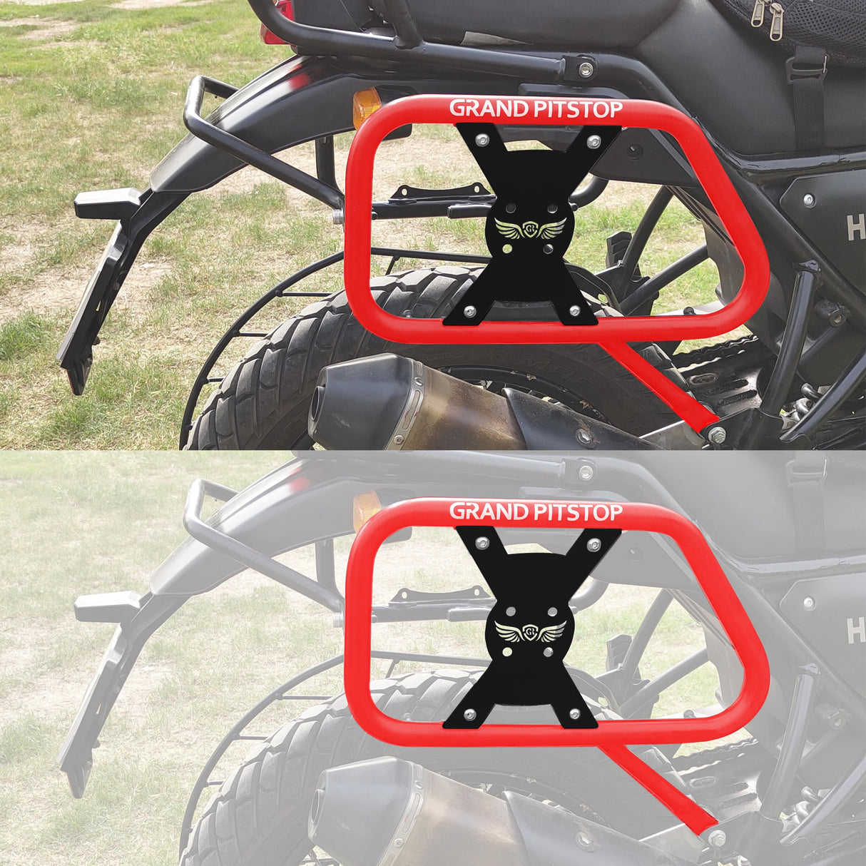 Saddle Stay (Pair) with Jerry Can Mounting For Royal Enfield Himalayan-Red + Black