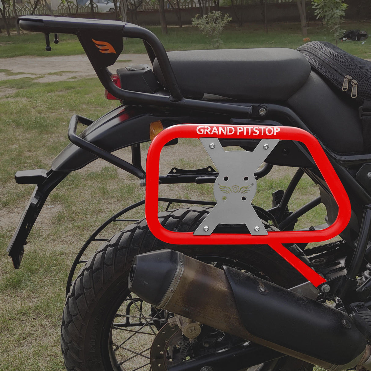 Saddle Stay (Pair) with Jerry Can Mounting For Royal Enfield Himalayan-Red + Silver