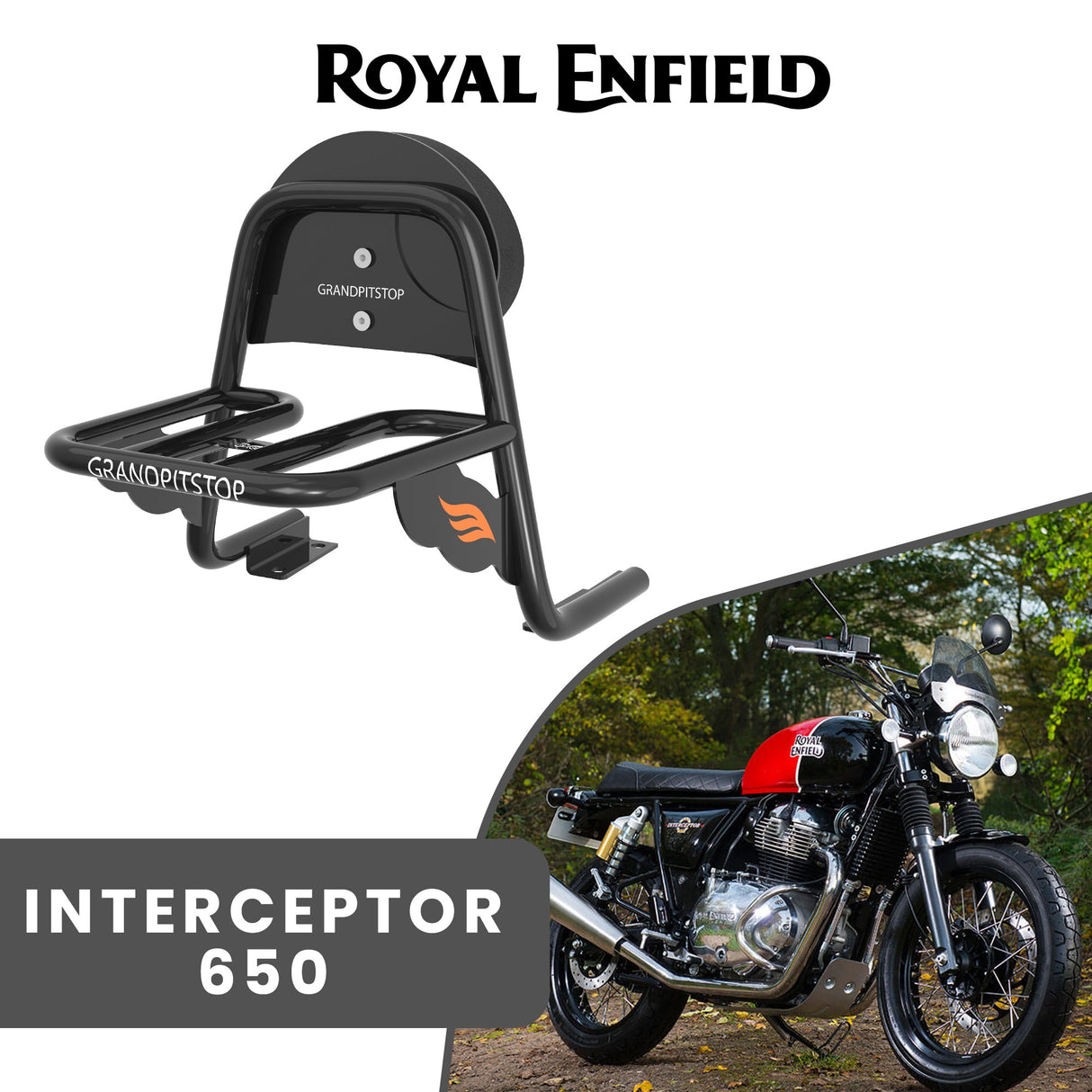 TOPRACK WITH BACKREST WITH PARCEL SHELF - Black for Royal Enfield - INTERCEPTOR