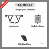 COMBO 2 Triumph Speed 400 Crash Guard + Radiator Guard + Side Stand Base – HT EXHAUST