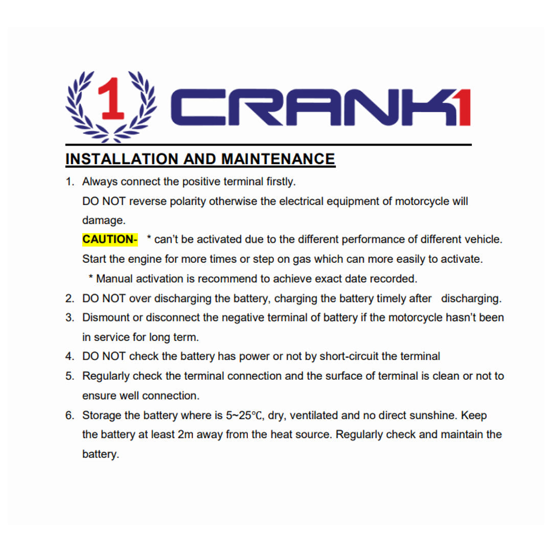 Crank1 Battery For Ducati Monster 796 (2010- 2013)