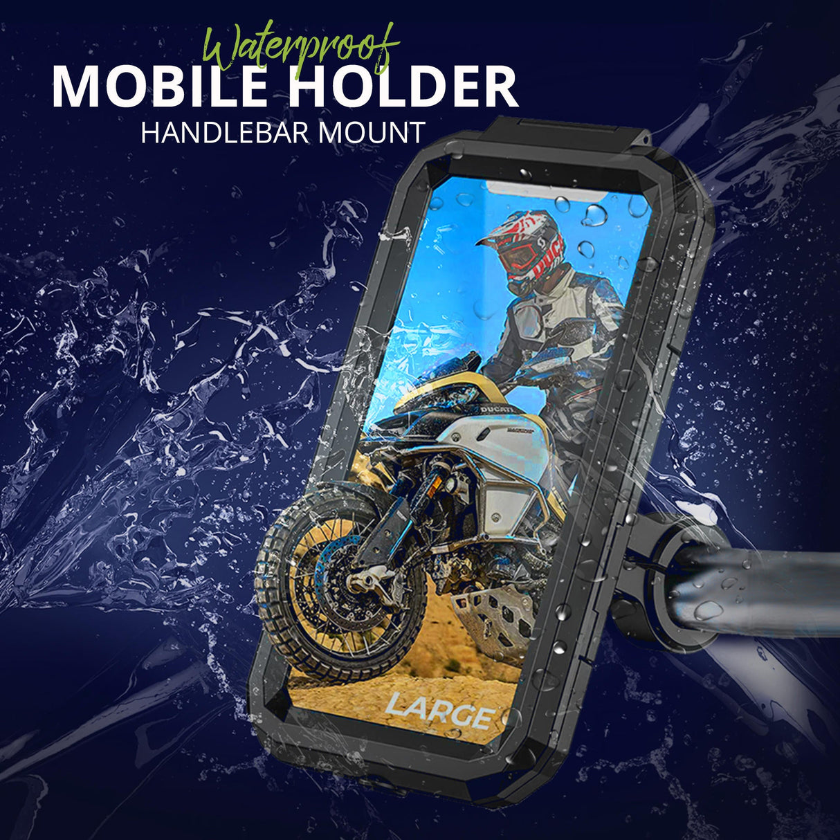 Waterproof Mobile Holder Handlebar Mount - Black