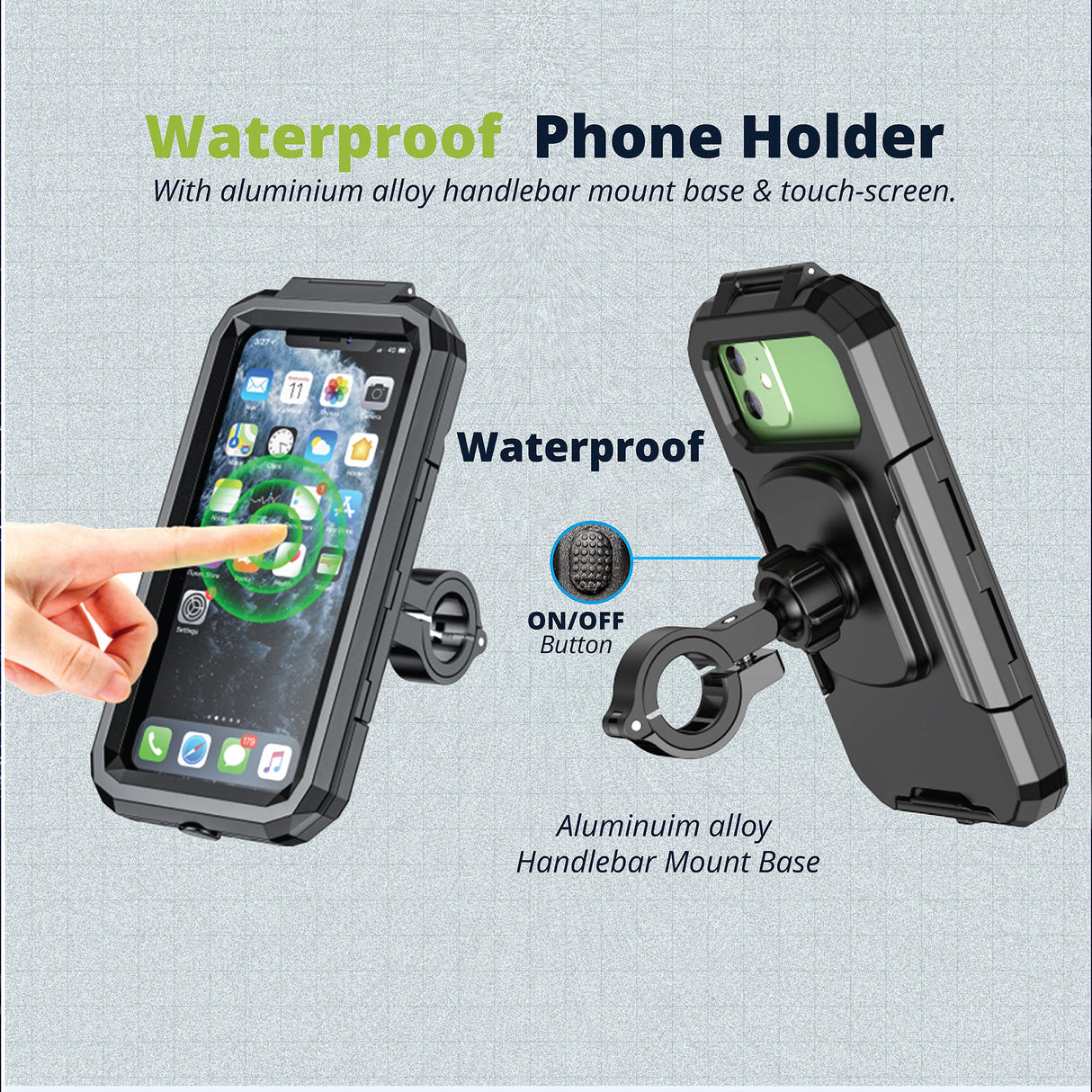 Waterproof Mobile Holder Handlebar Mount - Black