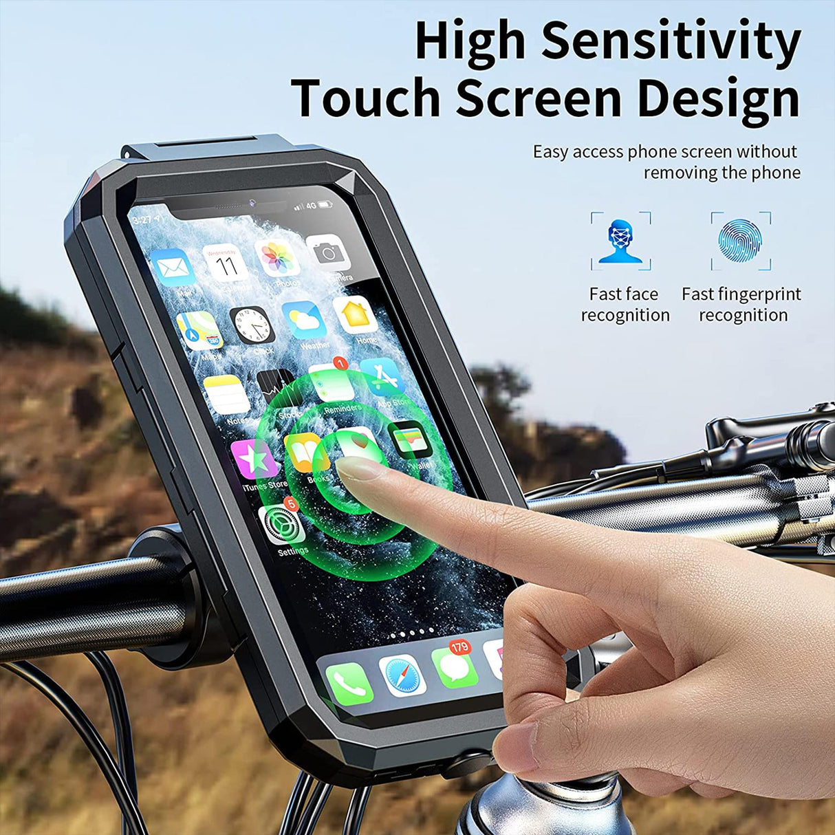Waterproof Mobile Holder Handlebar Mount - Black