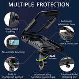 Waterproof Mobile Holder Handlebar Mount with 15W Wireless Charger - Black