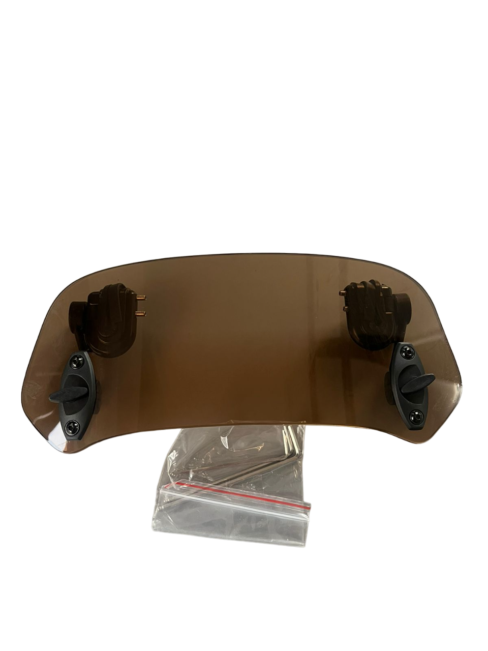 UNIVERSAL MOTORCYCLE WINDSHIELD EXTENDER (ADJUSTABLE SPOILER CLAMP ON WINDSHIELD DEFLECTOR) - SMOKE