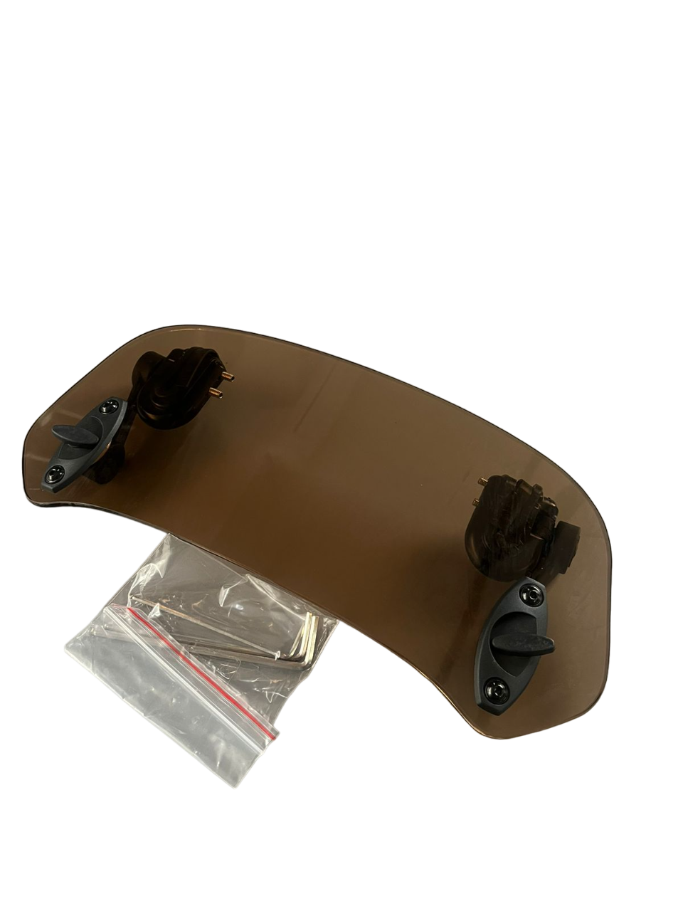 UNIVERSAL MOTORCYCLE WINDSHIELD EXTENDER (ADJUSTABLE SPOILER CLAMP ON WINDSHIELD DEFLECTOR) - SMOKE