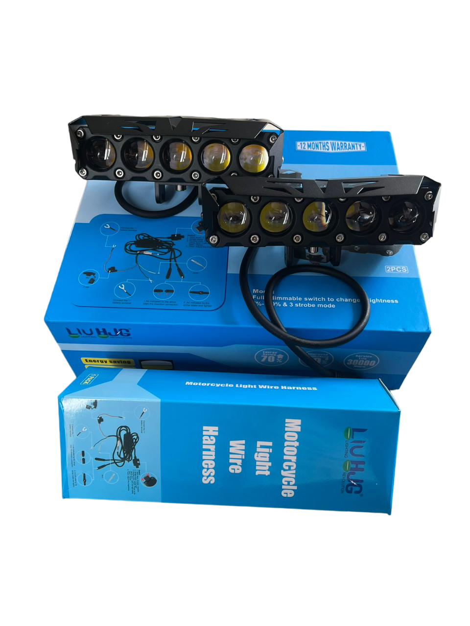 LIU HJG ORIGINAL future eye 5 lens with wiring harness and switch dual colour yellow white compatible for all motorcycle , thar , jeep and cars