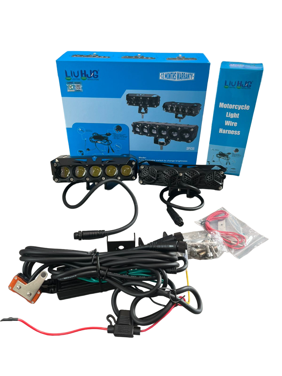 LIU HJG ORIGINAL future eye 5 lens with wiring harness and switch dual colour yellow white compatible for all motorcycle , thar , jeep and cars