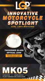 MK05 Spotlight |  IP67 waterproof | auxiliary lights with with harness | compatible for all motorcycles and cars - premium by LGP (18 months warranty)