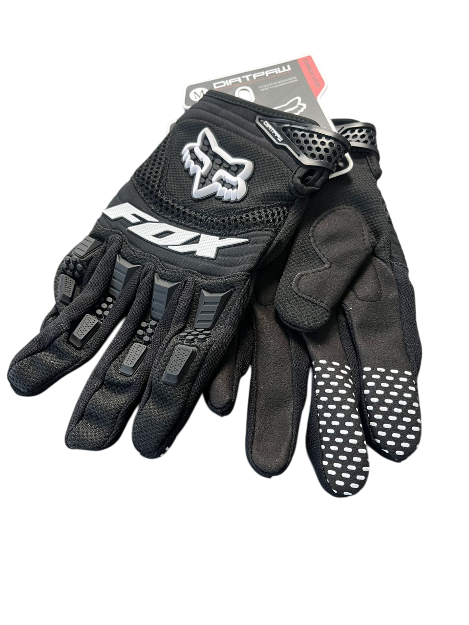DIRTPAW Motocross Gloves  F.O.X  - Black and white V2