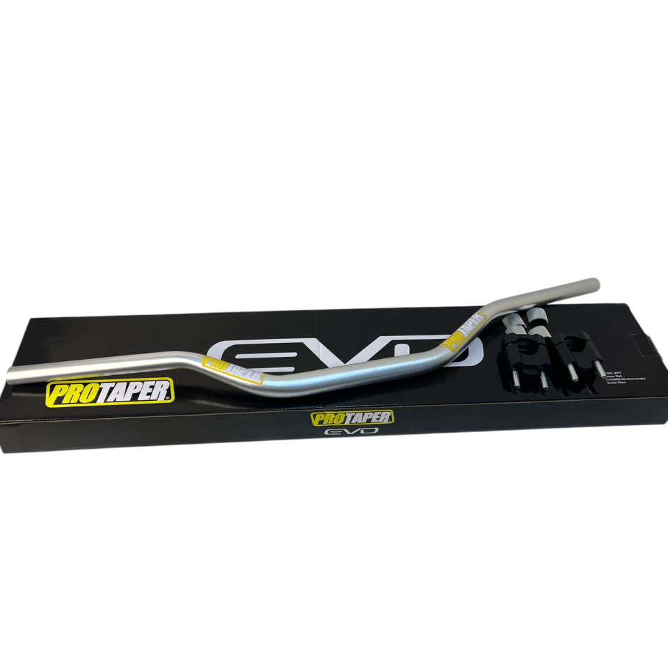 Protaper Aluminum Alloy Universal "Evo" Handlebar Fat Bat with Pair Clamps (Risers)  (Universal For Bike) -  SILVER