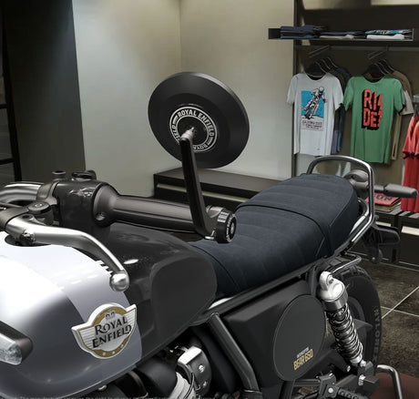 Handle Bar End Side Mirror ( New Edition ) For Royal Enfiled Guerrilla 450 & Continental GT 650, Interceptor 650, Bear 650, Classic 650, Super Meteor 650,Classic 350, Hunter 350, Meteor 350, Goan Classic 350 Round Mirrors