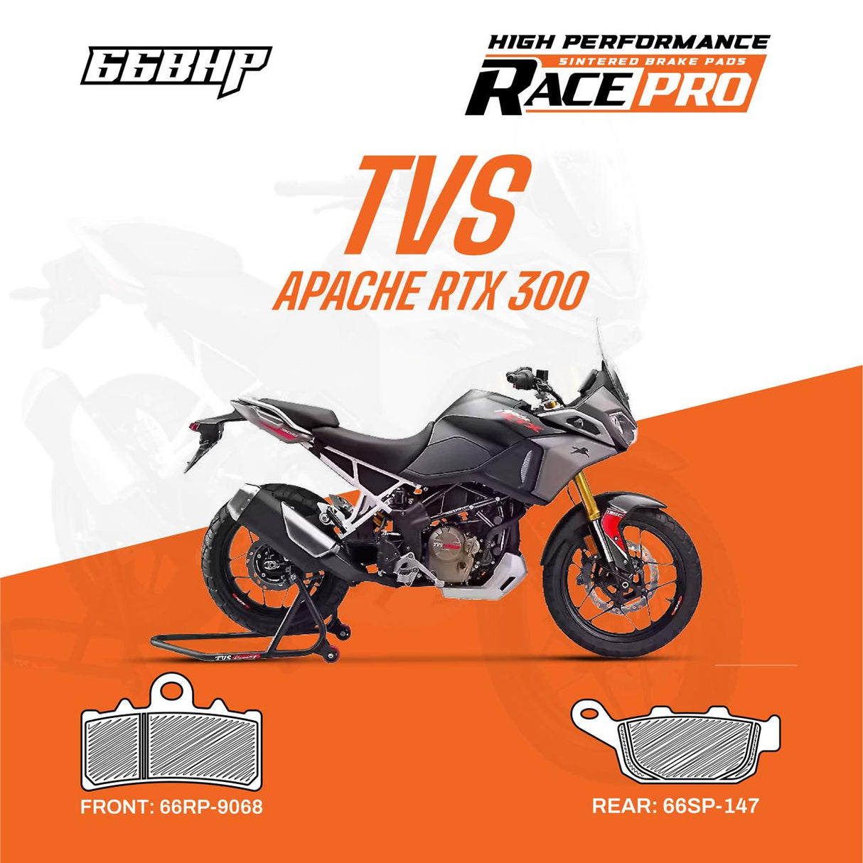 TVS Apache RTX 300 66 BHP Race Pro Sintered Brake Pad