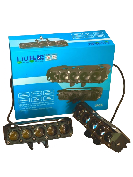 LIU HJG ORIGINAL future eye 5 lens with wiring harness and switch dual colour yellow white compatible for all motorcycle , thar , jeep and cars