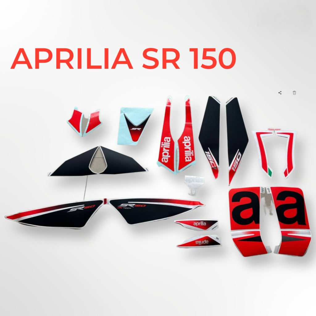 Aprilia SR 150 complete sticker decals kit ( Red & Black )