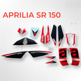 Aprilia SR 150 complete sticker decals kit ( Red & Black )