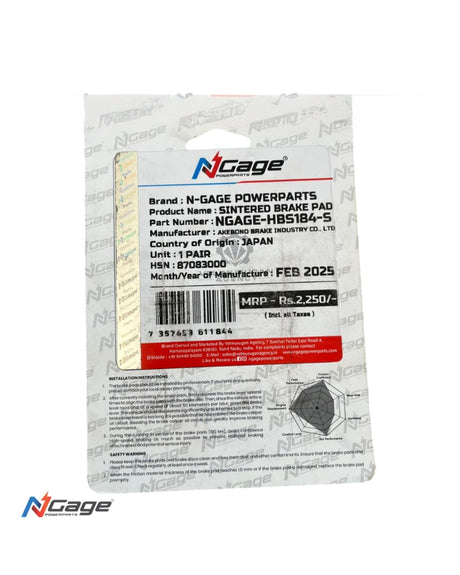 TRIUMPH SPEED 400 / SCRAMBLER 400 X | front sintered brake pads | NGAGE POWERPARTS - ARAI Certified for Extreme Performance