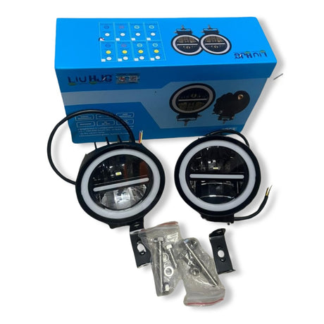 LIU HJG Original 70W MINUS LIGHT Dual Color Yellow/White LED Fog Lights with Yellow Filter Cap for Bikes, Cars, Jeeps -HJG Original 70W MINUS LIGHT Dual Color Yellow/White LED Fog Lights with Yellow Filter Cap for Bikes, Cars, Jeeps - SET OF 2