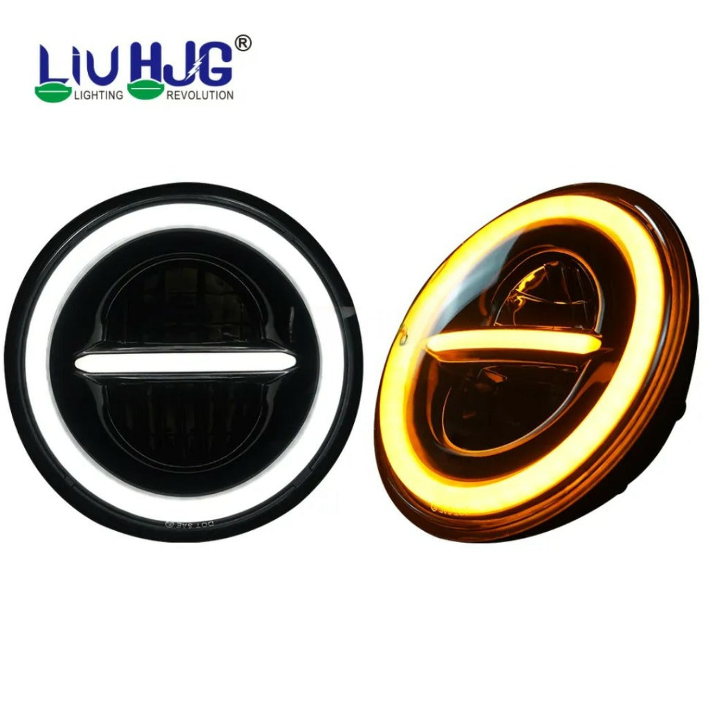 LIU HJG Minus Headlight LED 7inch 12V-80V, 110W original HJG( WITH RING ) ( SET OF 2 ) compatible for mahindra thar , Gypsy , royal enfield models , harley