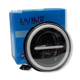 LIU HJG Minus Headlight LED 7inch 12V-80V, 110W original HJG( WITH RING ) ( SET OF 2 ) compatible for mahindra thar , Gypsy , royal enfield models , harley