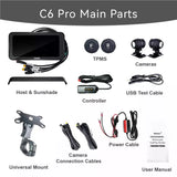 AOOCCI C6 PRO Motorcycle Dash Cam Front and Rear, 4K 1080P Dual Dash Motorcycle Camera with Wireless CarPlay and Android Auto, GPS & Emergency Lock, 140° Wide Angle, Wired Remote, IP67 Waterproof